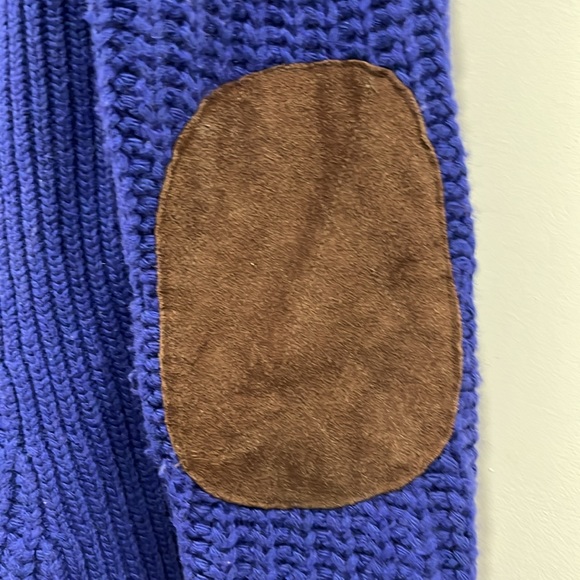 Autumn Cashmere Turtle Neck Pullover Sweater in Cobalt blue Leather elbow M - Picture 10 of 15